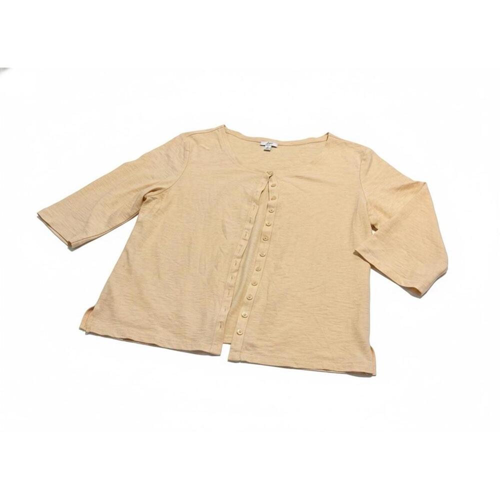 J. Jill Women's Pale Yellow 3/4 Sleeve Blouse Size Medium
